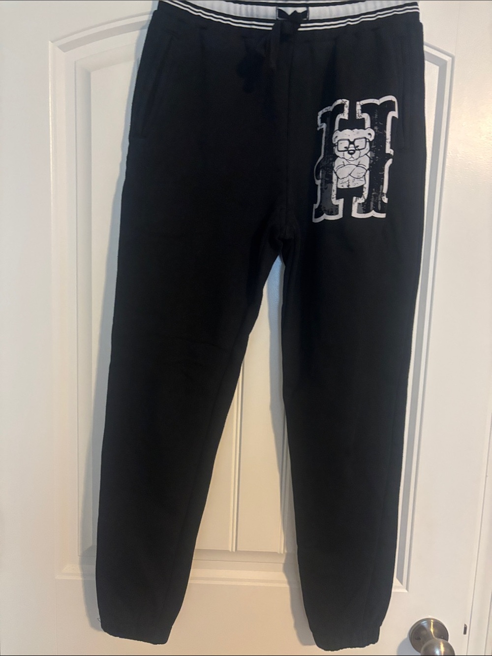 Hustle Gang Black Joggers with White Graphic